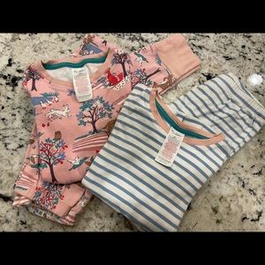 Mini Boden Two Pairs Cozy Long John Pajamas Size 8